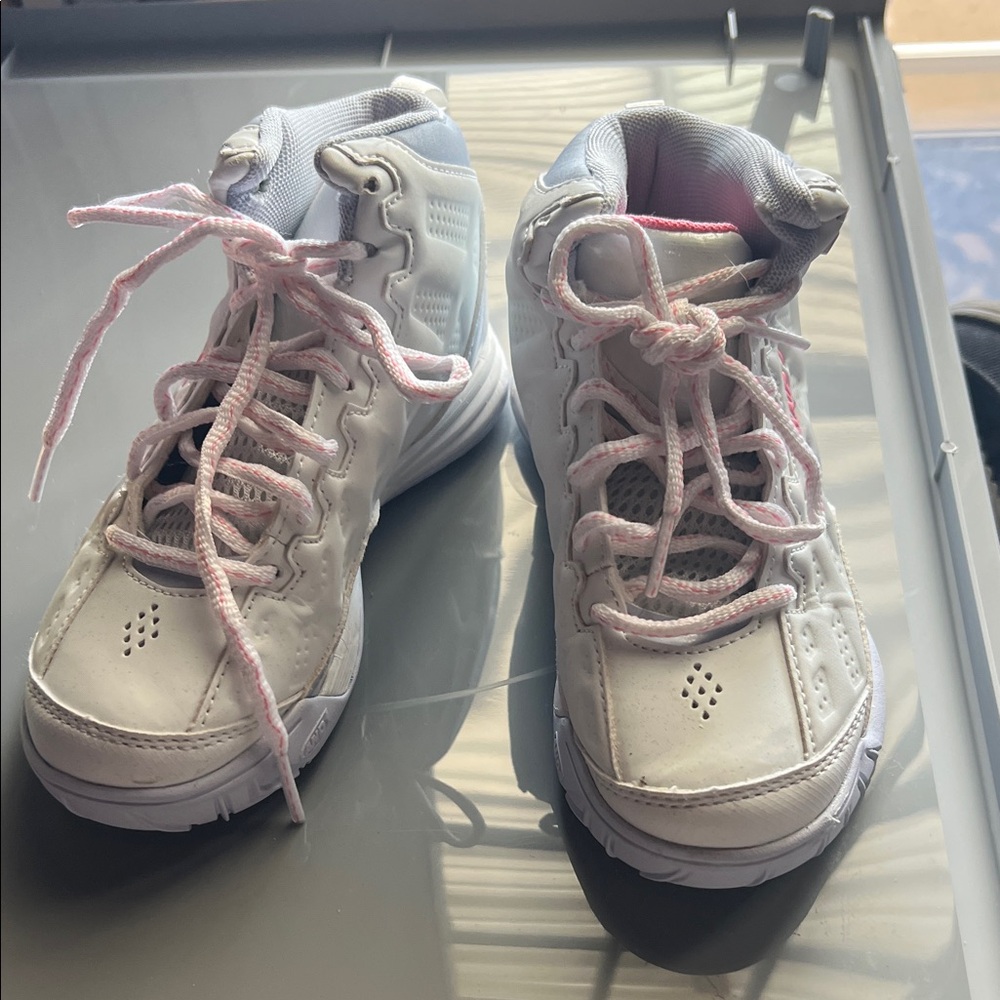 And1 White and Pink Kids High-Top Sneakers